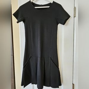 Theory Drop Waist Pleated Black Dress  Size S